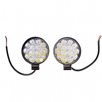 Фара светодиодная OFF ROAD 84*84мм круглая 12V/24V 42W 6000К SKYWAY компл 2 шт 14 диодов Дальний све